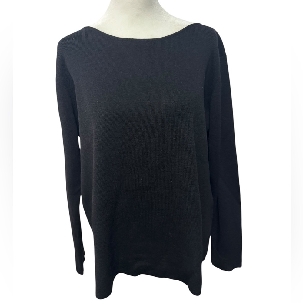 Eileen Fisher Black Wool Sweater. Size L. EUC
